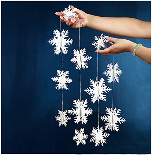 Yuccer 3D Copo de Nieve Guirnalda de Papel Decoración Papel Decoracion de Colgante para Boda Fiesta de Navidad, Fiesta de Año Nuevo