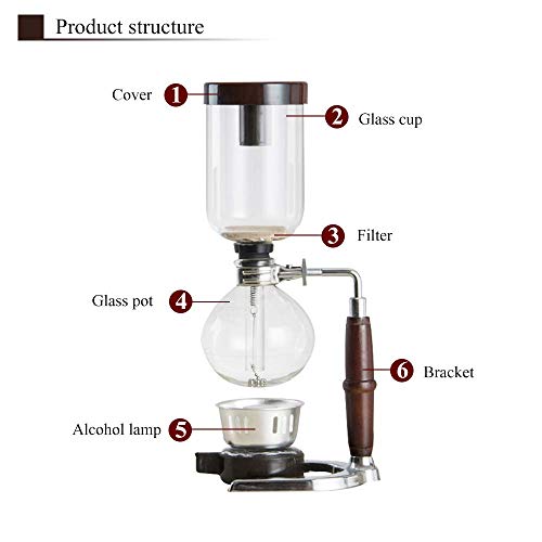 YUCHENGTECH Syphon Cafetera Olla de Vidrio Sif¨®n Cafetera de Sif¨®n 5 Cups(600ml)