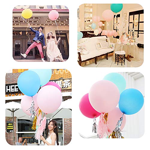 Yunfan 6 Piezas 90 cm de Látex Globos Colores Partido Globos de para el Banquete de Boda Evento del Carnaval del Festival Decoraciones（Blanco, Rosa, Amarillo, Verde, Azul, Rojo）