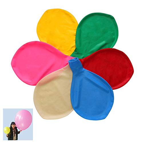 Yunfan 6 Piezas 90 cm de Látex Globos Colores Partido Globos de para el Banquete de Boda Evento del Carnaval del Festival Decoraciones（Blanco, Rosa, Amarillo, Verde, Azul, Rojo）