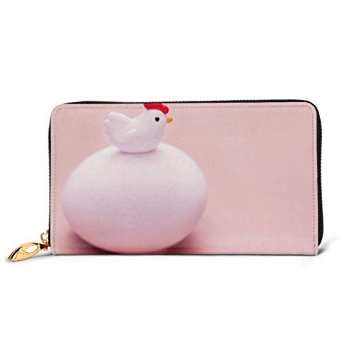 YUXB Bolso de moda Cartera con cremallera Pequeño juguete Cáscara de huevo de pollo en rosa Teléfono Cartera de embrague Cartera de noche Bloqueo Cartera de cuero Organizador de múltiples tarjetas