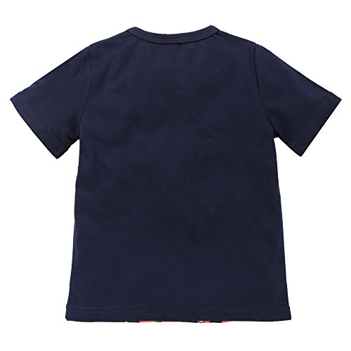 YWLINK Verano Camiseta Manga Corta Infantil con Estampado De Dinosaurios De Dibujos Animados Mezcla De AlgodóN CóModo Y Casual Fiesta De CumpleañOs Deportes Al Aire Libre(Azul Oscuro,6 años/130)