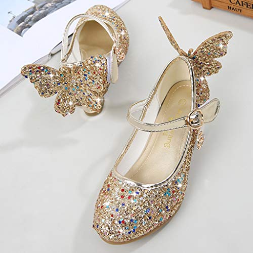 YWLINK Zapatillas De Ballet NiñA Zapatos De Baile De Mariposa con Lentejuelas De Cristal Colgante Princesa Zapatos Fiesta Zapatos De Rendimiento Zapatos De Cristal con Cordones Regalo De CumpleañOs