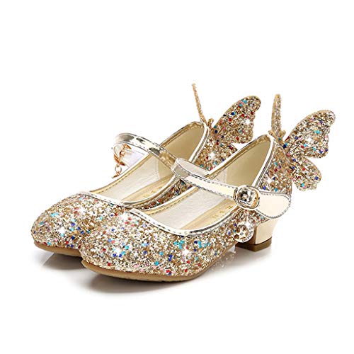 YWLINK Zapatillas De Ballet NiñA Zapatos De Baile De Mariposa con Lentejuelas De Cristal Colgante Princesa Zapatos Fiesta Zapatos De Rendimiento Zapatos De Cristal con Cordones Regalo De CumpleañOs