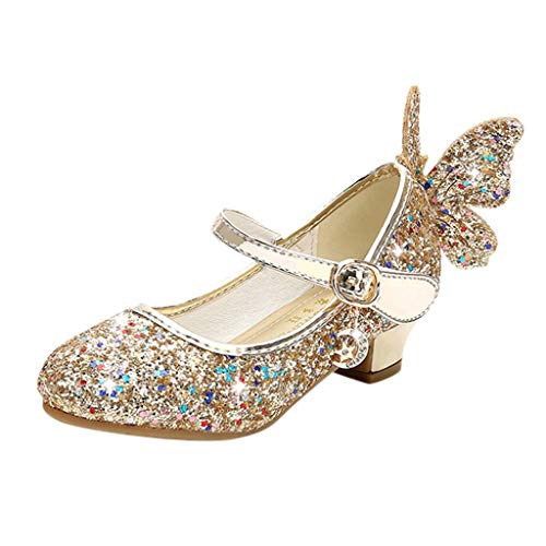 YWLINK Zapatillas De Ballet NiñA Zapatos De Baile De Mariposa con Lentejuelas De Cristal Colgante Princesa Zapatos Fiesta Zapatos De Rendimiento Zapatos De Cristal con Cordones Regalo De CumpleañOs