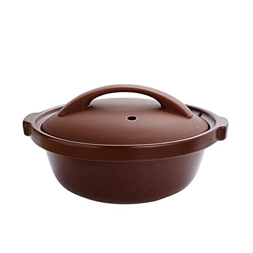 YWYW Olla de Terracota Cazuela de cerámica, Olla con Tapa y asa Sartén para estofar Ollas saludables para soldar Cocción Lenta Bibimbap Brown 3.7Quart