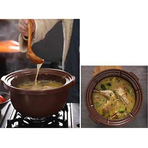 YWYW Olla de Terracota Cazuela de cerámica, Olla con Tapa y asa Sartén para estofar Ollas saludables para soldar Cocción Lenta Bibimbap Brown 3.7Quart