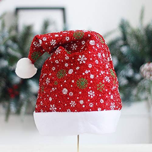 yyuezhi 4 Piezas Gorro de Papá Noel para Decoración Navideña Diadema Navideña con Gorro de Papá Noel Gorro de Copo de Nieve de Sombrero de Papá Noel de Navidad Año Nuevo （Rojo）