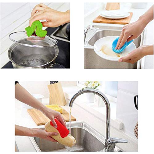 yyuezhi 6 Piezas Esponja de Silicona Multifunción Antibacteriana Cepillo Multifuncional Estropajos de Silicona para Cocina Lavar Platos Esponjas Cepillo de Limpieza Fácil de Usar Home Essentials