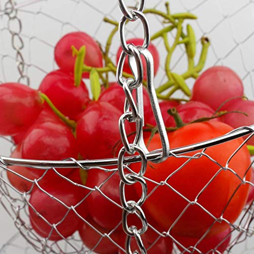 YYZZ Fruit basket,3 Tier Kitchen Hanging Fruit Basket Wire Hanging Folding Basket Hook Design Save Space For Kitchen Halls Rooms StorageStorage Baskets