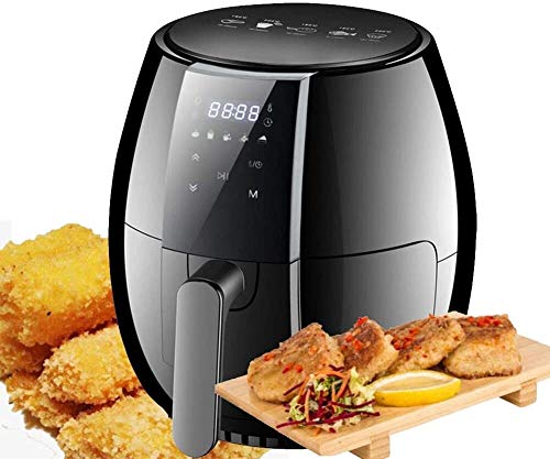 YZPFSD Freidora de Aire, 5L eléctricos de Aire Caliente freidoras Oilless Cocina con 5 presets, Digital LCD de Pantalla táctil, Antiadherente Cesta, for Asar y recalentamiento Negro