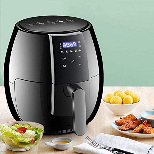 YZPFSD Freidora de Aire, 5L eléctricos de Aire Caliente freidoras Oilless Cocina con 5 presets, Digital LCD de Pantalla táctil, Antiadherente Cesta, for Asar y recalentamiento Negro