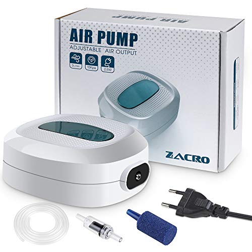 Zacro 2.5w Bomba Aire de Oxígeno para Acuarios, Caudal 3L / min,Tranquilo