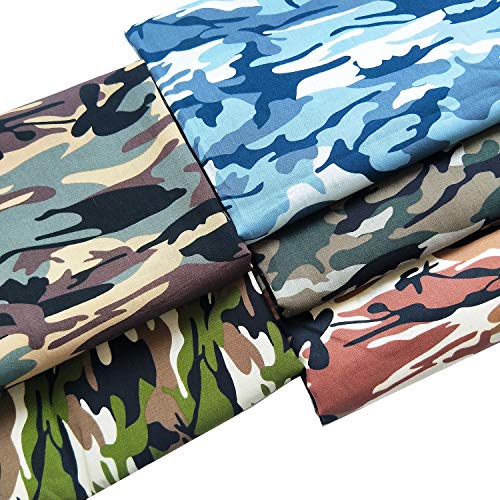 Zaione - 5 piezas de popelina de 48 cm x 48 cm en 100 % algodón con estampado de camuflaje, para patchwork y manualidades