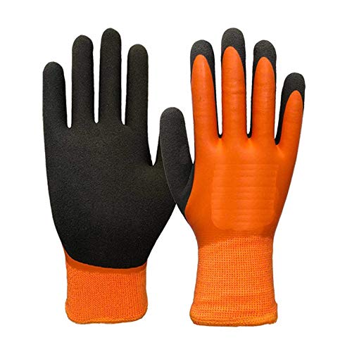 ZAJIWF Los Guantes Industriales, De Seguro Laboral Y Guantes De Terciopelo Guantes De Equitación Refrigerados Refrigerados Congelador Guantes (Naranja),S