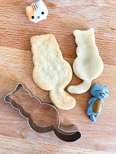 Zamishen Set de moldes para Hornear Cute Kitty Cat Cookie Cutter Mold Press 3 Cookie Stamp Perfecto for Hornear golosinas, Galletas y artesanías de Acero estañado