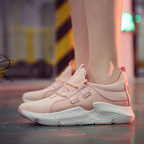 Zapatillas de Deporte de Mujer Plataforma de Malla Transpirable Cuñas Letras Patchwork Zapatillas de Deporte de Moda Señoras con Cordones Antideslizantes Low Top Calzado Deportivo al Aire Libre