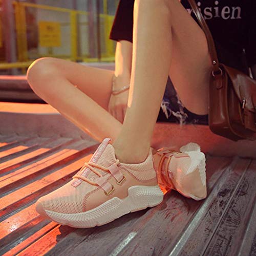 Zapatillas de Deporte de Mujer Plataforma de Malla Transpirable Cuñas Letras Patchwork Zapatillas de Deporte de Moda Señoras con Cordones Antideslizantes Low Top Calzado Deportivo al Aire Libre