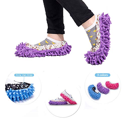 zapatillas mopa,3 Pairs Multifunction Microfiber Dust Mop Shoes Slippers Cleaning For Home, 6pcs