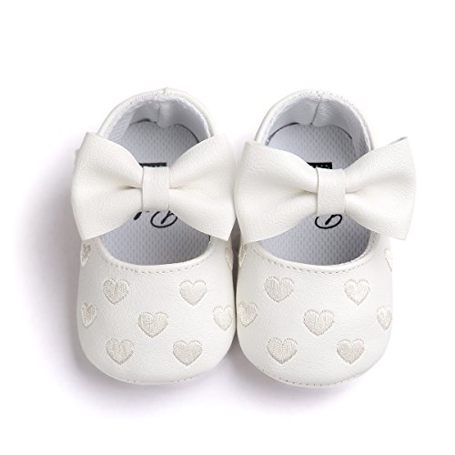 Zapatos de bebé,Auxma Niña Bowknot Zapatos de Cuero Zapatillas Antideslizante Suave niño único para 0-18 Meses (0~6M, Blanco)