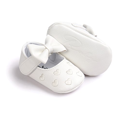 Zapatos de bebé,Auxma Niña Bowknot Zapatos de Cuero Zapatillas Antideslizante Suave niño único para 0-18 Meses (0~6M, Blanco)