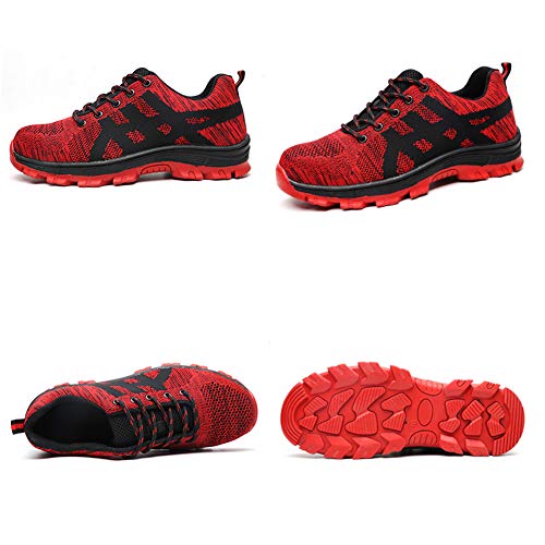 Zapatos de Seguridad para Hombre Mujer con Puntera de Acero Zapatillas de Seguridad Trabajo Calzado de Industrial y Deportiva red47