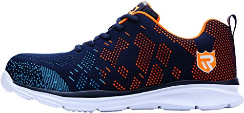 Zapatos de Seguridad para Unisex, S3 SRC Anti-Piercing Zapatillas de Trabajo con Puntera de Acero Zapatos de Industria y Construcción (Orange 42.5 EU)