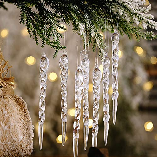 Zasiene Decoración Carámbanos Copo de Nieve Acrílico Navideña 41 Piezas Árbol de Navidad Adornos Cristal Carámbano Copo de Nieve Colgando Adornos Navidad con Accesorios Crystal Line