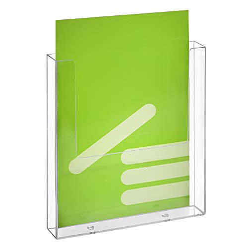 Zeigis® - Soporte de pared para folletos (DIN A4, con agujeros de taladro, soporte para folletos, montaje en pared), transparente