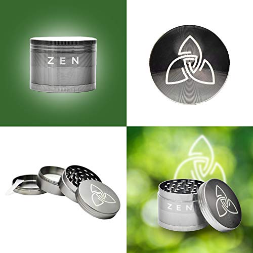 Zen Vaporizers Molinillo Picadora Manual - Máquina Trituradora para Tabaco y Alimentos - Grinder Hierbas - Compartimento para Polen y Raspador - Accesorios de Cocina y para Fumar - Tapa Magnética