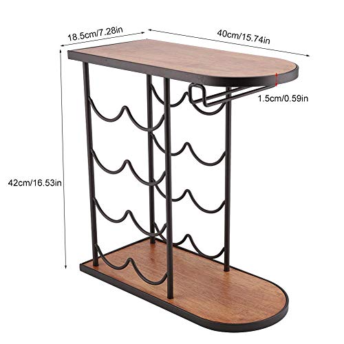 Zerodis 8 Botellas Estante para Vino Tinto Armario de encimera de Hierro Forjado Soporte para Estante para Vino Tinto Soporte con Colgador de Vasos de Vidrio