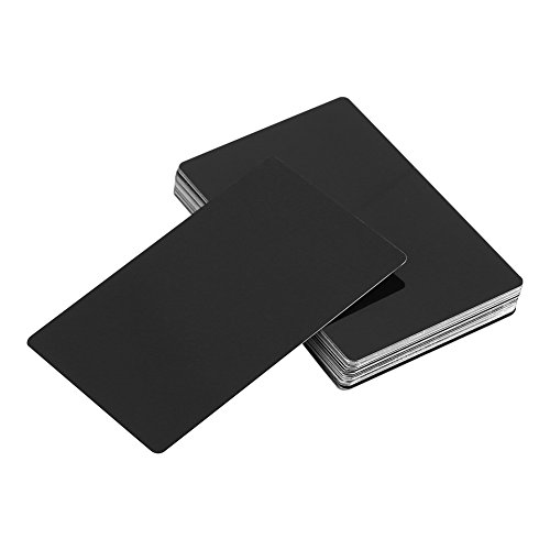 Zerodis Tarjetas de Visita, Metal Tarjetas de Visita 50 Piezas de Tarjetas de Metal en Blanco Grabado de aleación de Aluminio Espesor para Clientes DIY Tarjetas de Regalo (Negro)