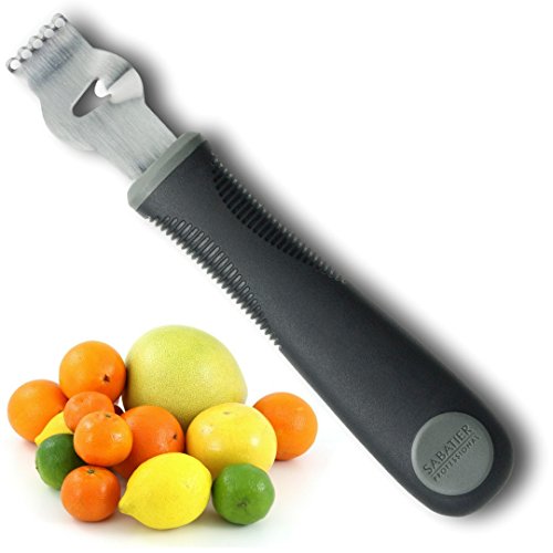 Zester/Rallador De Limón Profesional 2 En 1 - Acero Inoxidable - Herramienta De Cocina Premium Sabatier - Mango Suave Al Tacto – Perfecto Para Fruitas Cítricos/Naranja/Lima