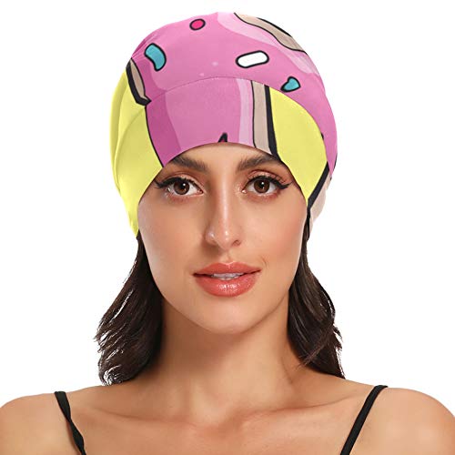 ZHANGhome Gorro de Dormir para el Cabello para Mujeres Dibujos Animados Postre Lindo Fresa Donut Gorro de Noche Gorro de Exterior Suave Durable Gorro de Noche para Dormir para Mujeres para c