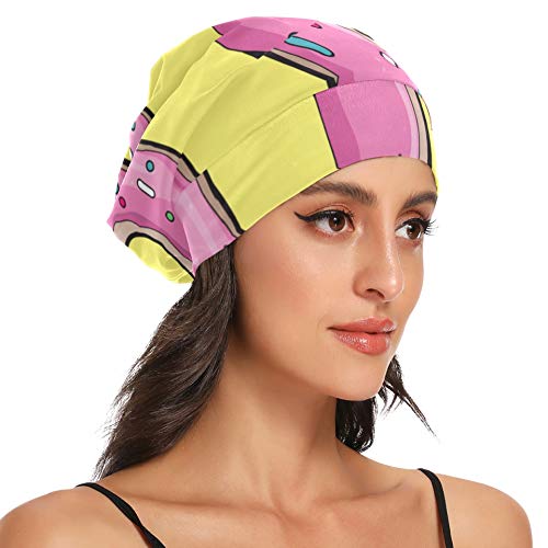 ZHANGhome Gorro de Dormir para el Cabello para Mujeres Dibujos Animados Postre Lindo Fresa Donut Gorro de Noche Gorro de Exterior Suave Durable Gorro de Noche para Dormir para Mujeres para c