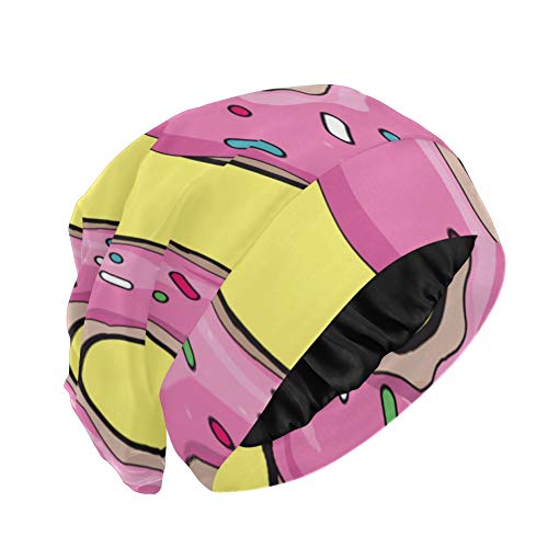 ZHANGhome Gorro de Dormir para el Cabello para Mujeres Dibujos Animados Postre Lindo Fresa Donut Gorro de Noche Gorro de Exterior Suave Durable Gorro de Noche para Dormir para Mujeres para c