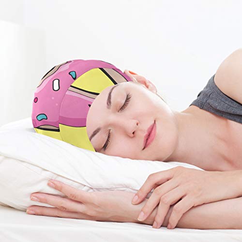 ZHANGhome Gorro de Dormir para el Cabello para Mujeres Dibujos Animados Postre Lindo Fresa Donut Gorro de Noche Gorro de Exterior Suave Durable Gorro de Noche para Dormir para Mujeres para c