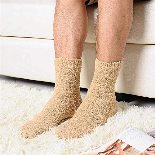 ZHANGNUO Calcetines De Cachemir Extremadamente Acogedores Hombres Mujeres Invierno Cálido Sueño Cama Piso Inicio Fluffy Caqui