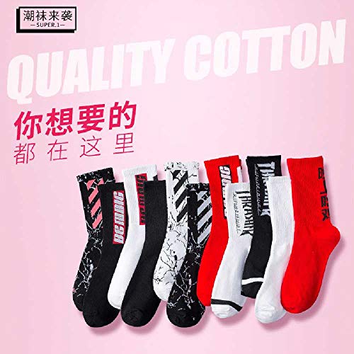 ZHANGNUO Calcetines De Marea De Algodón Calcetines Largos para Hombre Y Mujer Tubo Largo Hip-Hop Hip-Hop Hip-Hop Skateboard Una Talla / 27 DHL Blanco