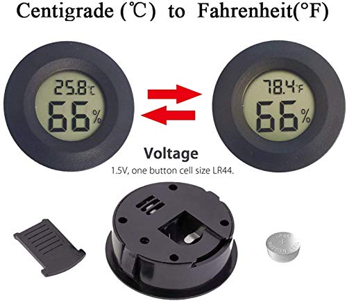 ZHITING Mini higrómetro Termómetro Monitor，LCD digital Medidor de humedad interior y exterior para humidificadores Deshumidificadores Invernadero Sótano Cuarto de bebé Fahrenheit (2PCS Black)