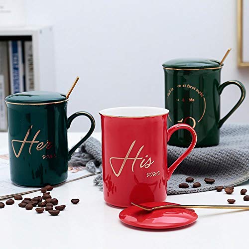 zhouhongchao Taza de Regalo Creativa Parejas en Tazas Taza de Agua para el hogar Phnom Penh, Verde malaquita (Amor), Taza Individual con Tapa de Cuchara