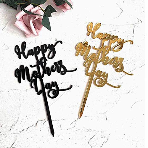 Zhualemon Fashion Party Supplies Love DIY Gifts - Decoración acrílica para tartas con texto en inglés "Happy Mother Day", A-Rose Gold