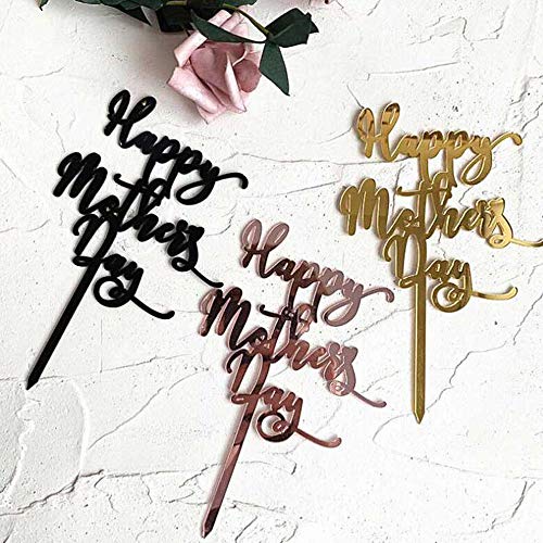 Zhualemon Fashion Party Supplies Love DIY Gifts - Decoración acrílica para tartas con texto en inglés "Happy Mother Day", A-Rose Gold