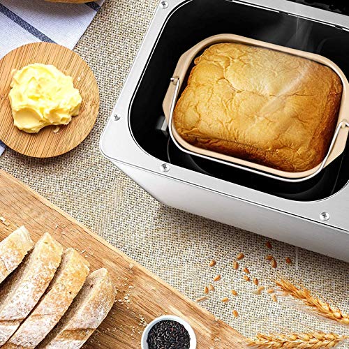 Zidao Máquina para Hacer Pan, Pan Panadero Pan máquina para Hacer Pan de Peso con programas de Muestra y Gluten Temporizador H Libres y la función de Calentar,Plata