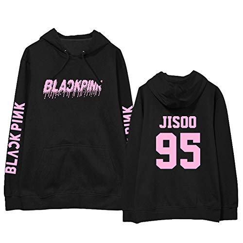 ZIGJOY KPOP Negropink Sudadera con Capucha Unisex Suéter Sudadera Jersey Rosa Jennie Jisoo Lisa para fanáticos FZW10447 Black JISOO L