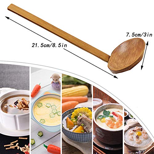 Ziyero 2 Piezas Cuchara de Tortuga Cuchara de Sopa Madera Premium Olla Caliente Cuchara de Sopa Mango Largo Adecuado para Gachas, Sopa, Ramen, Olla Caliente, Restaurante, Hogar, Etc (Marrón)