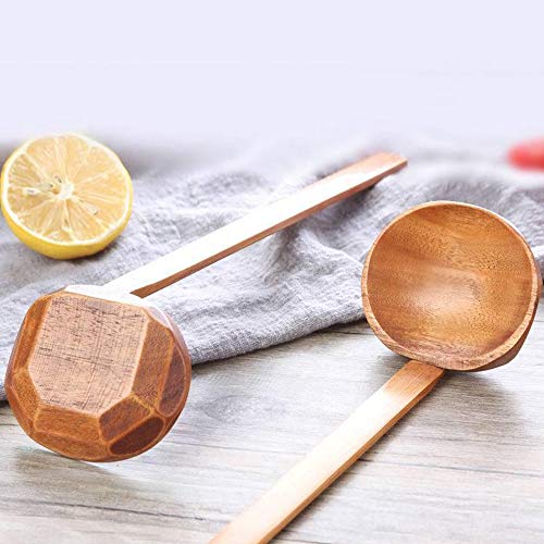 Ziyero 2 Piezas Cuchara de Tortuga Cuchara de Sopa Madera Premium Olla Caliente Cuchara de Sopa Mango Largo Adecuado para Gachas, Sopa, Ramen, Olla Caliente, Restaurante, Hogar, Etc (Marrón)