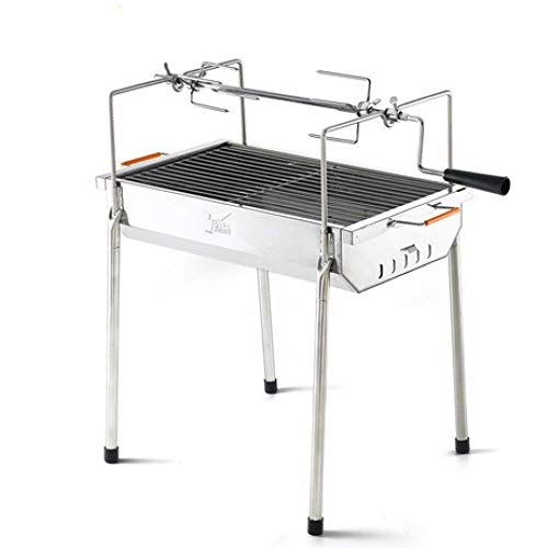 ZJSK Juego de barbacoas fácil Barbacoa casera Parrilla Exterior de Acero Inoxidable Parrilla Horno de Pollo con asador Giratorio