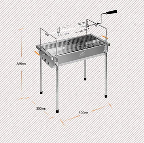 ZJSK Juego de barbacoas fácil Barbacoa casera Parrilla Exterior de Acero Inoxidable Parrilla Horno de Pollo con asador Giratorio