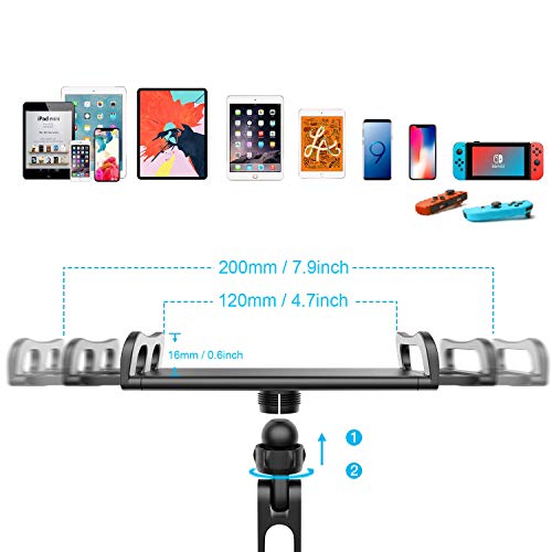 Zommuei Soporte Tablet Coche, Soporte Reposacabezas Asiento Trasero para automóvil 360° Rotación Soporte de Montaje Extensible para iPad Air Mini 2 3 4, Pad 2018 Pro 9.7, 10.5, Tableta de 4.6-10.6in